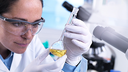 scientist examining sample